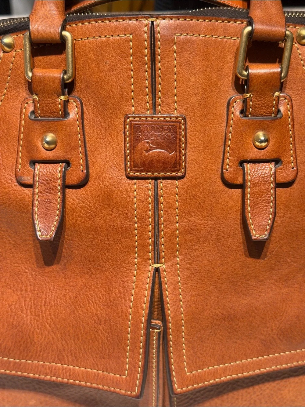 Dooney & Bourke Florentine Cognac Leather Structured Satchel